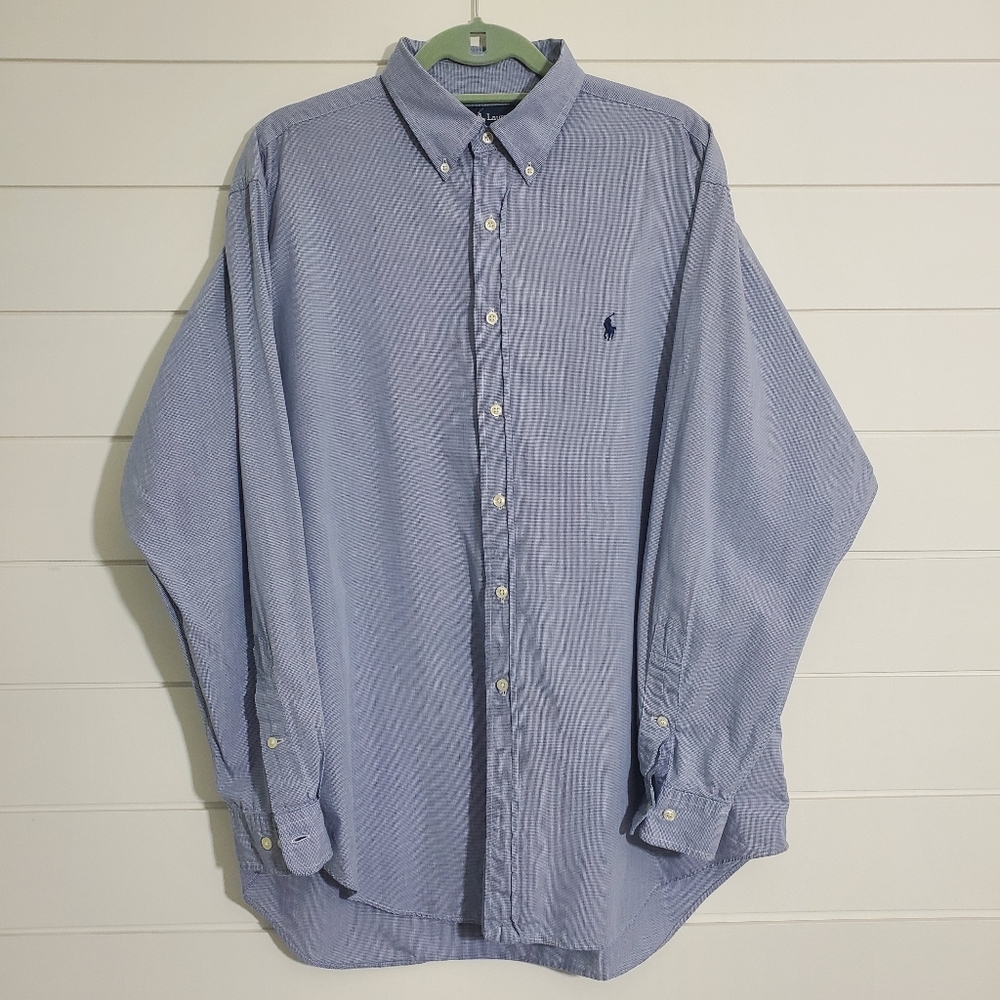 Ralph‎ Lauren Yarmouth Vintage Men's Blue Shirt. Size: 16.5 34/35